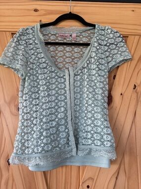 Mellisa Sweet Mint Lace Scoop Neck Blouse